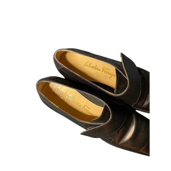 Salvatore Ferragamo Boutique Women's Black Leather‎ Loafer Size 6.5 2A Hook Loop - Picture 13 of 16
